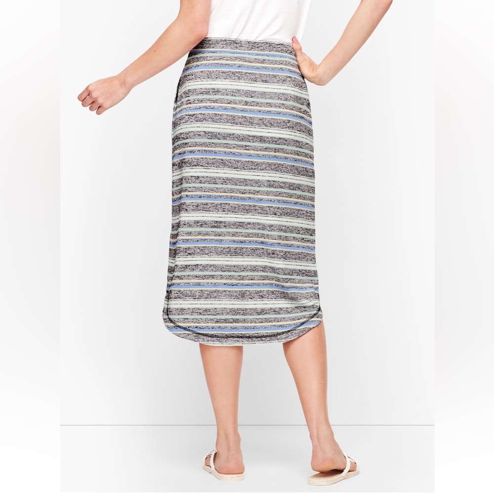 T by Talbots Striped Sweater Knit Midi Skirt Coastal NWT Size Large P201034241 - Picture 2 of 6